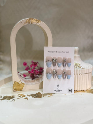 Blue Polka French with Stones